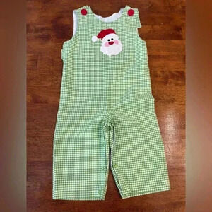 Kelly’s Kids green plaid Santa John John Longall size 18months